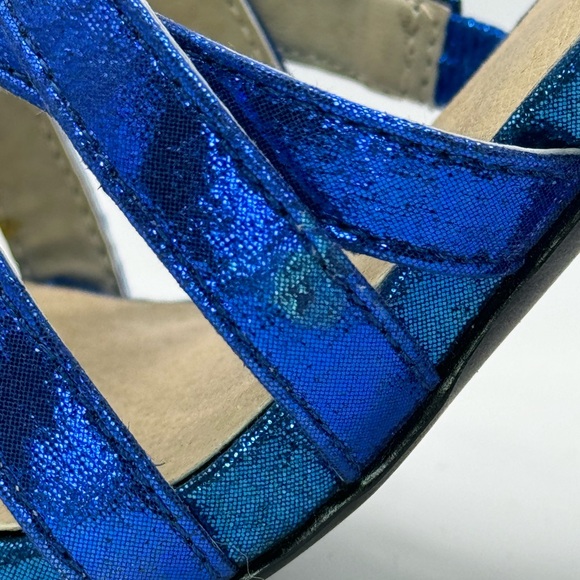 Michael Antonio Blue Metallic Block Heels 6 - Picture 12 of 14